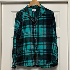 American eagle acid wash plaid shirt